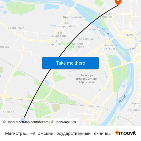 Магистральный to Омский Государственный Технический Университет map