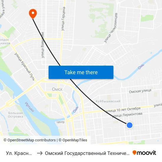 Ул. Красных Зорь to Омский Государственный Технический Университет map