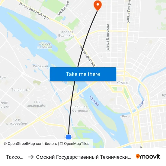 Таксопарк to Омский Государственный Технический Университет map