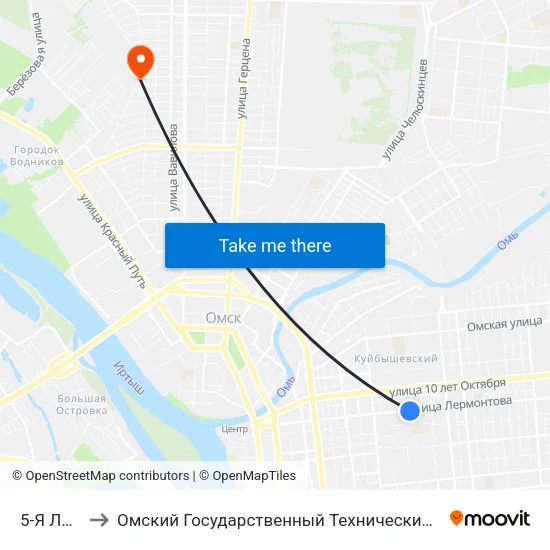 5-Я Линия to Омский Государственный Технический Университет map