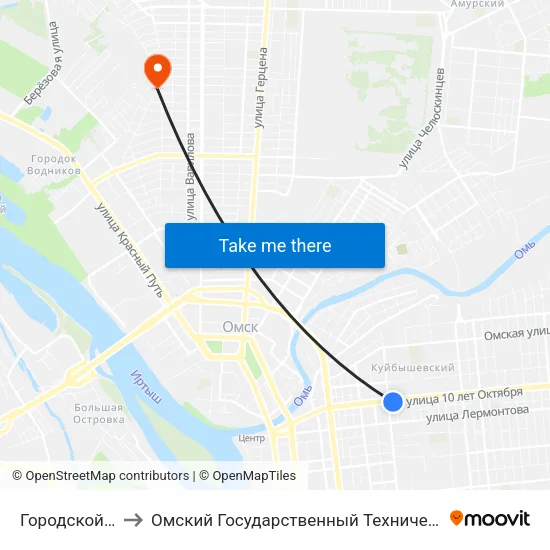 Городской Музей to Омский Государственный Технический Университет map