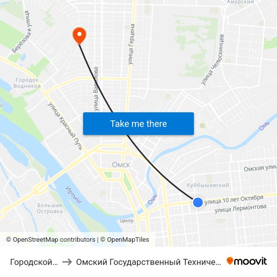 Городской Музей to Омский Государственный Технический Университет map