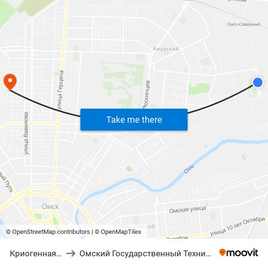 Криогенная Техника to Омский Государственный Технический Университет map