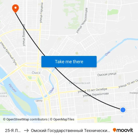 25-Я Линия to Омский Государственный Технический Университет map
