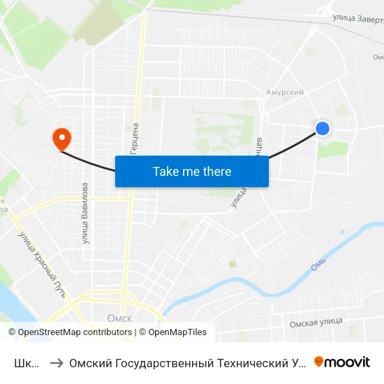 Школа to Омский Государственный Технический Университет map