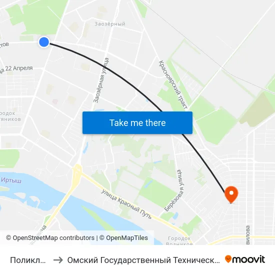 Поликлиника to Омский Государственный Технический Университет map