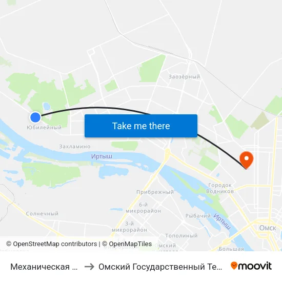 Механическая Колонна №70 to Омский Государственный Технический Университет map