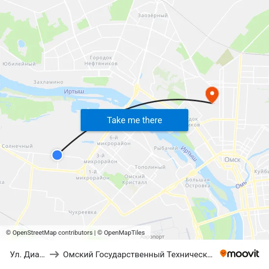 Ул. Дианова to Омский Государственный Технический Университет map