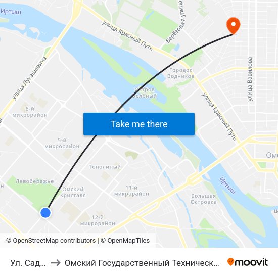 Ул. Садовая to Омский Государственный Технический Университет map
