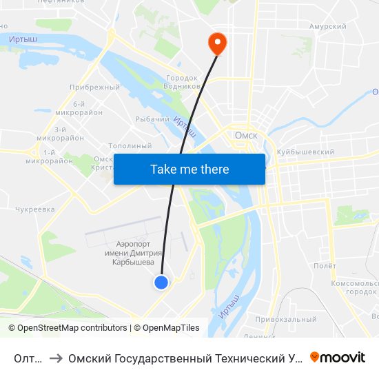 Олтуга to Омский Государственный Технический Университет map