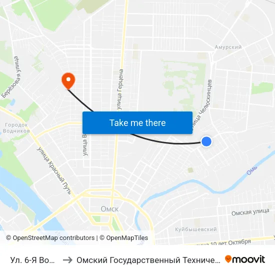 Ул. 6-Я Восточная to Омский Государственный Технический Университет map