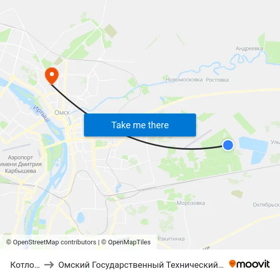 Котлован to Омский Государственный Технический Университет map