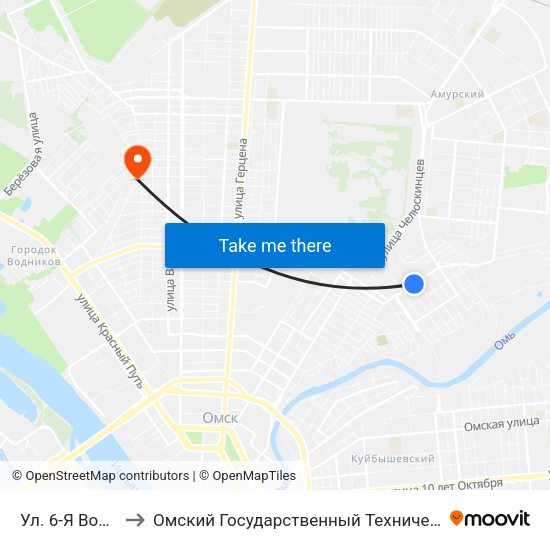 Ул. 6-Я Восточная to Омский Государственный Технический Университет map