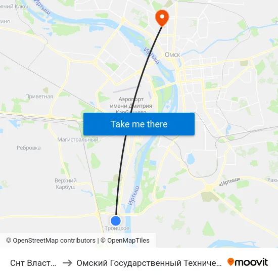 Снт Власть Труда to Омский Государственный Технический Университет map