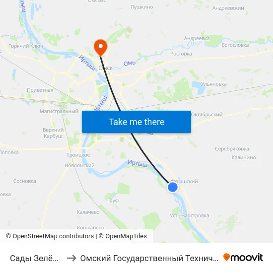 Сады Зелёная Падь to Омский Государственный Технический Университет map