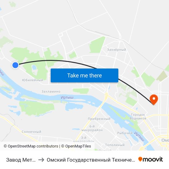 Завод Металлист to Омский Государственный Технический Университет map