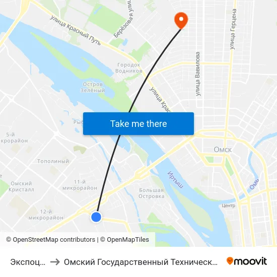 Экспоцентр to Омский Государственный Технический Университет map