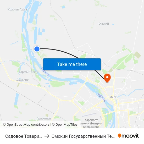 Садовое Товарищество Север to Омский Государственный Технический Университет map