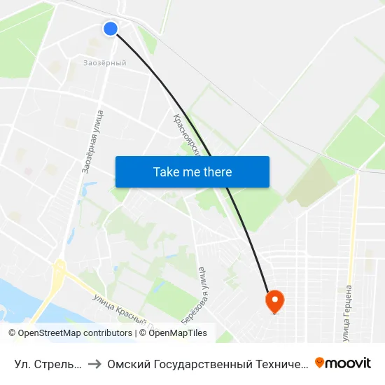 Ул. Стрельникова to Омский Государственный Технический Университет map