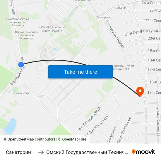 Санаторий Омский to Омский Государственный Технический Университет map