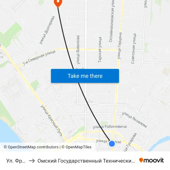Ул. Фрунзе to Омский Государственный Технический Университет map