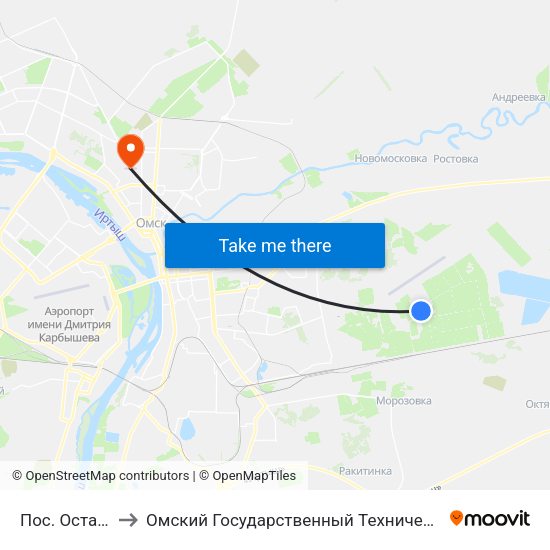 Пос. Осташково to Омский Государственный Технический Университет map