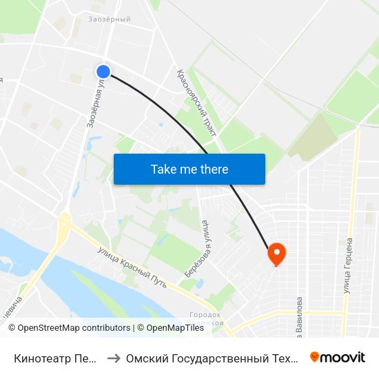 Кинотеатр Первомайский to Омский Государственный Технический Университет map