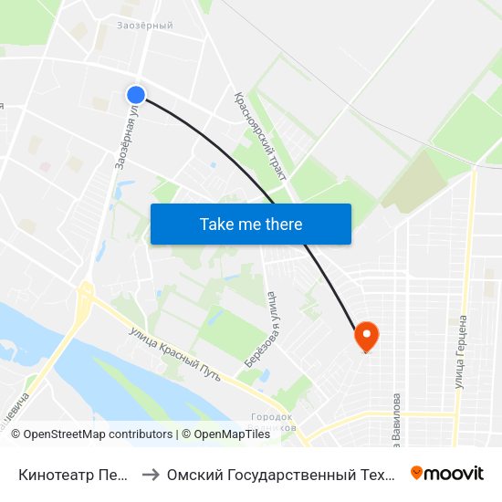 Кинотеатр Первомайский to Омский Государственный Технический Университет map