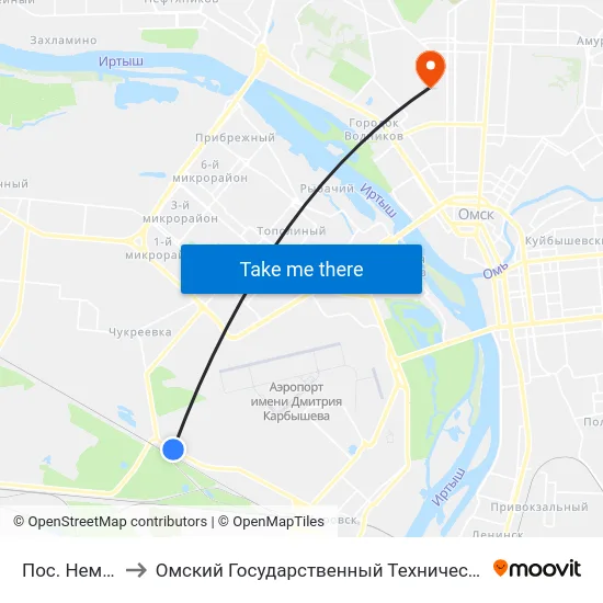 Пос. Немецкий to Омский Государственный Технический Университет map
