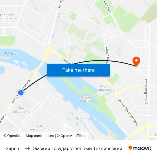 Заречная to Омский Государственный Технический Университет map