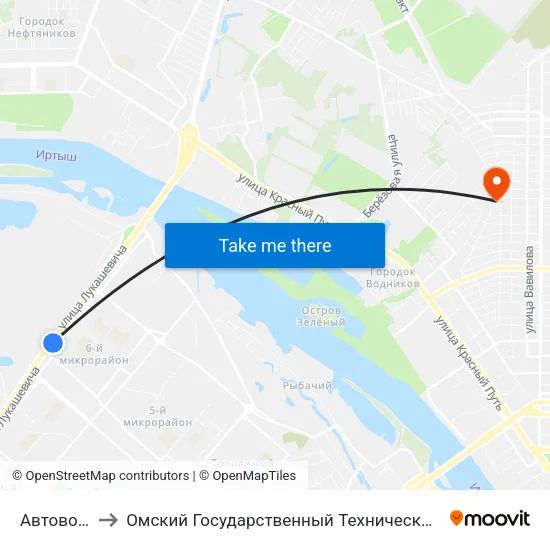 Автовокзал to Омский Государственный Технический Университет map