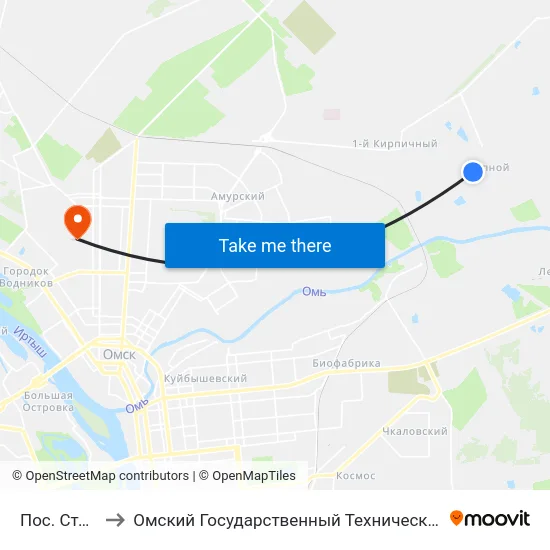 Пос. Степной to Омский Государственный Технический Университет map