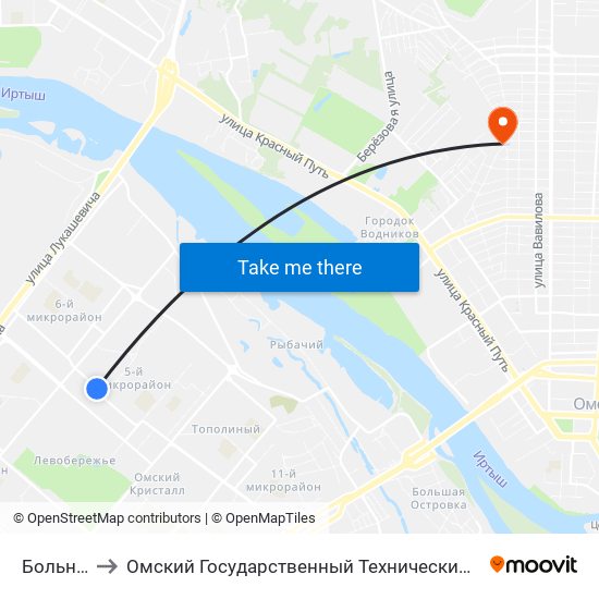 Больница to Омский Государственный Технический Университет map