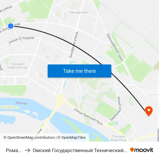 Ромашка to Омский Государственный Технический Университет map
