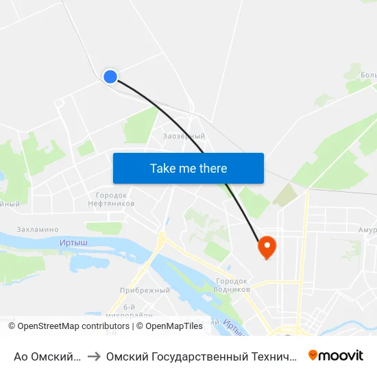 Ао Омский Каучук to Омский Государственный Технический Университет map