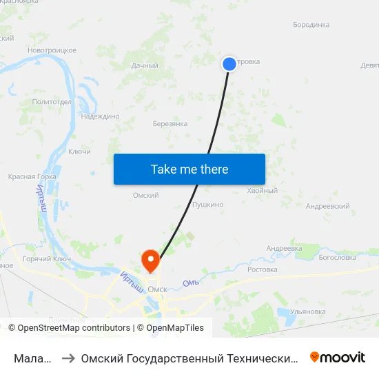 Малахово to Омский Государственный Технический Университет map