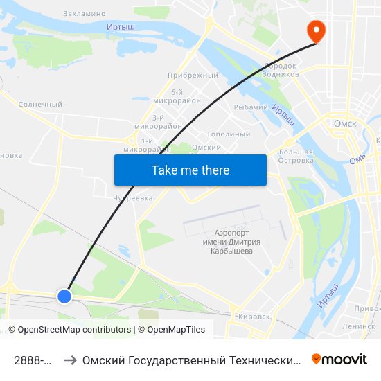2888-Й Км to Омский Государственный Технический Университет map