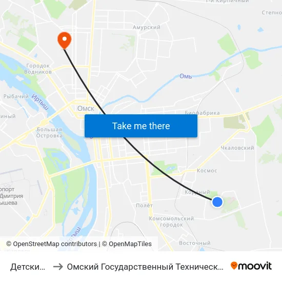 Детский Сад to Омский Государственный Технический Университет map