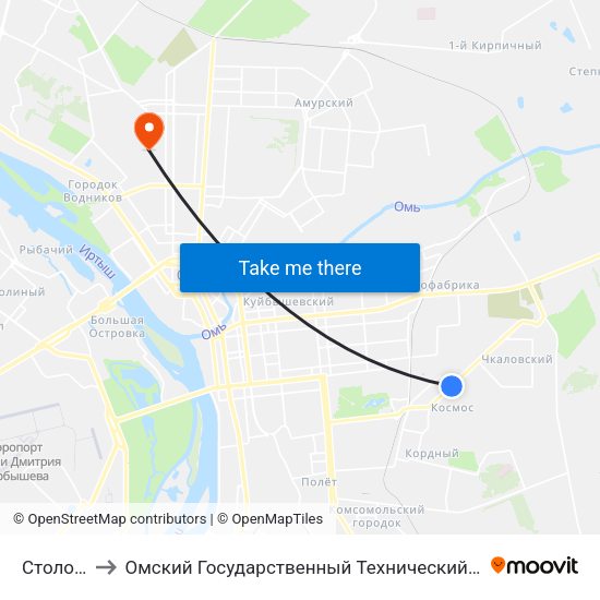 Столовая to Омский Государственный Технический Университет map