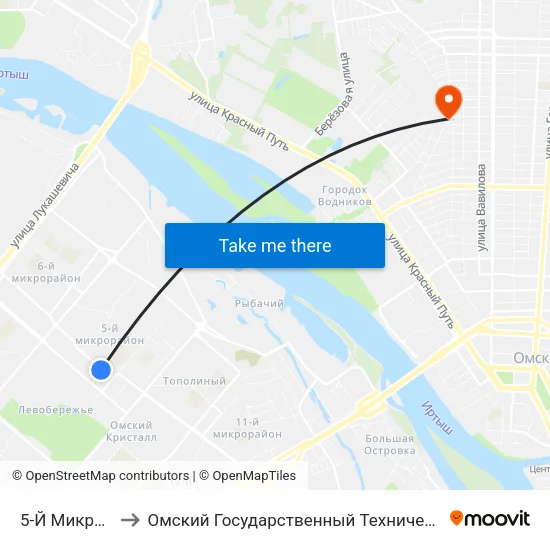 5-Й Микрорайон to Омский Государственный Технический Университет map
