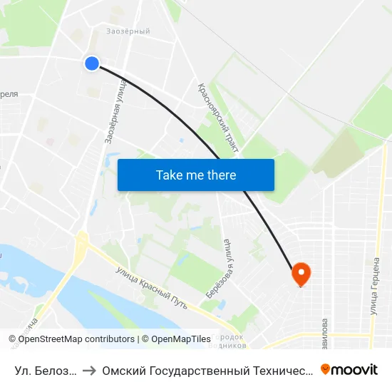 Ул. Белозерова to Омский Государственный Технический Университет map