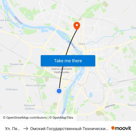 Ул. Перова to Омский Государственный Технический Университет map