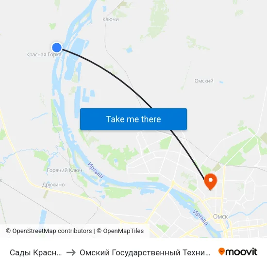 Сады Красная Горка to Омский Государственный Технический Университет map
