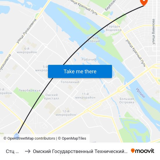 Стц Мега to Омский Государственный Технический Университет map