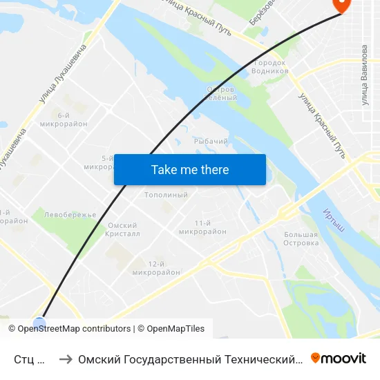 Стц Мега to Омский Государственный Технический Университет map
