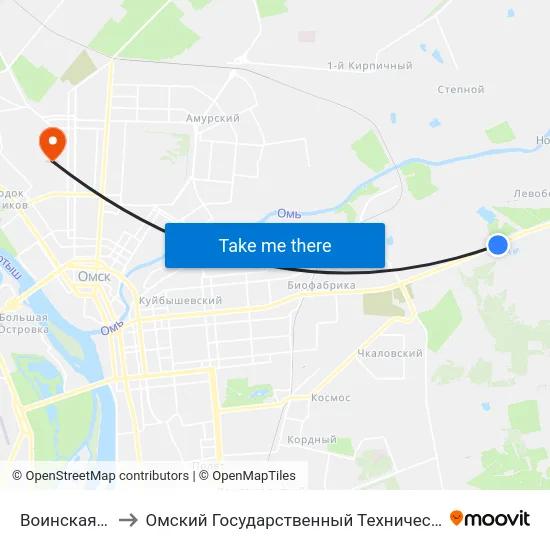 Воинская Часть to Омский Государственный Технический Университет map