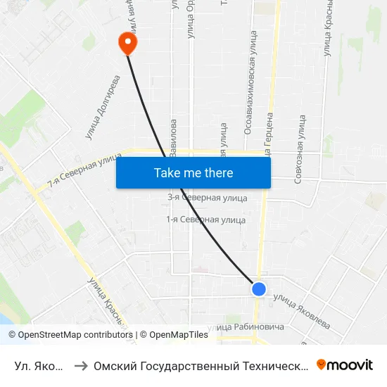 Ул. Яковлева to Омский Государственный Технический Университет map