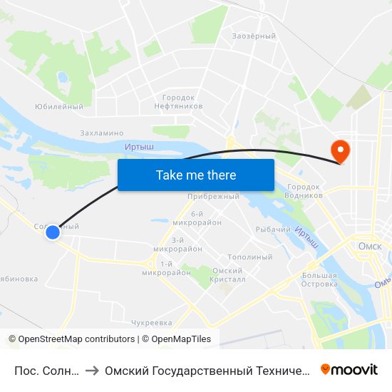 Пос. Солнечный to Омский Государственный Технический Университет map