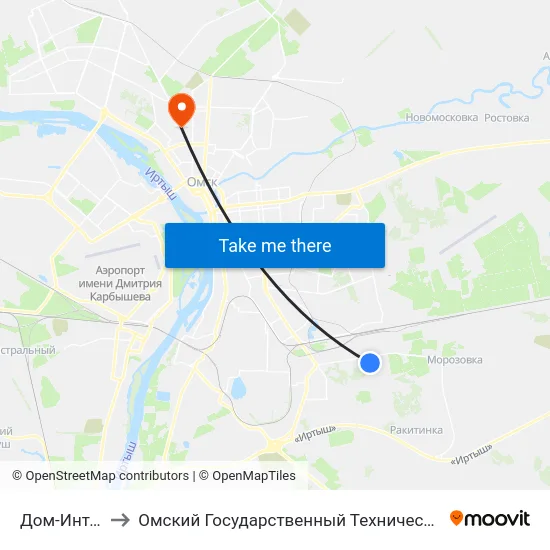 Дом-Интернат to Омский Государственный Технический Университет map