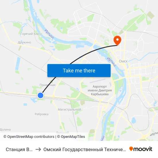 Станция Входная to Омский Государственный Технический Университет map